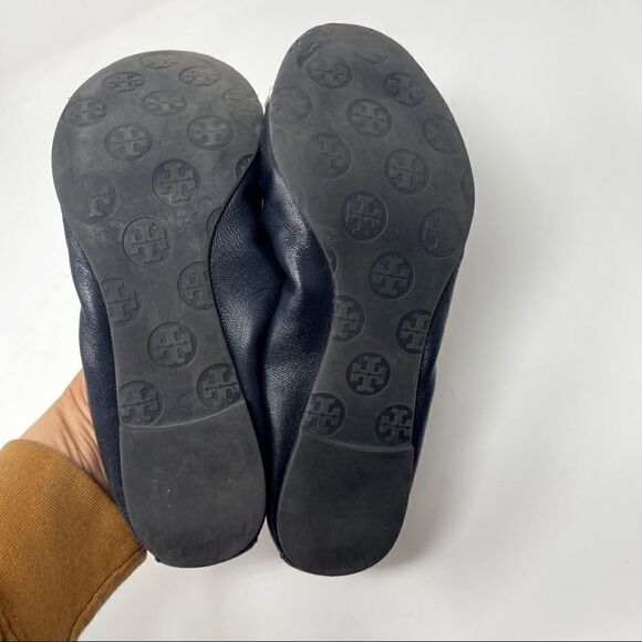 Tory Burch Black Leather Cap Toe Stretch Ballet Flats size 6 - Picture 7 of 9
